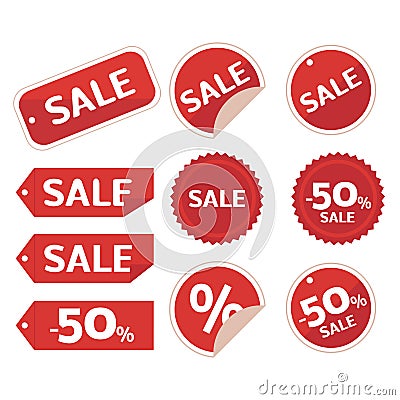 Collection of sale discount origami Vector Illustration