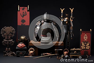 collection of samurai armor elements Stock Photo