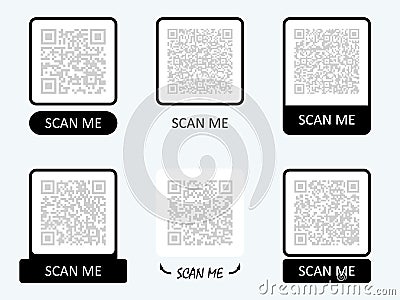 Collection scan me template of qr code. Various frame for qr code. Vector Vector Illustration