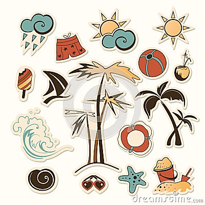 Collection of sea beach object Vector Illustration