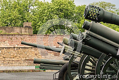 Collection of Second World War cannons at the Belgrade Military Editorial Stock Photo
