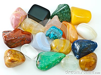 Collection of semiprecious gems Stock Photo