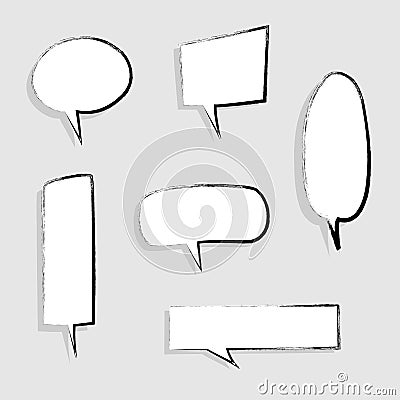 Collection set of hand drawing, grunge, crayon, chalk, blank speech bubble balloon, think, speak, talk, text box, banner Vector Illustration