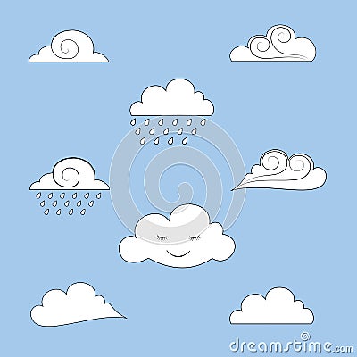 Collection, set of vector clouds, part 2 Vector Illustration
