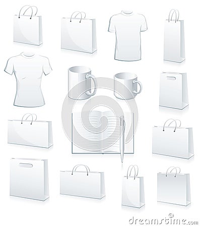 Collection of shopping bags, football jersey Vector Illustration