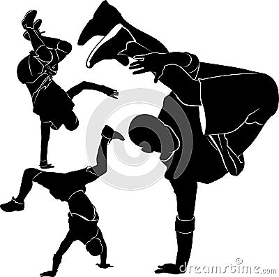 Collection silhouettes breakdancer on a white background Vector Illustration