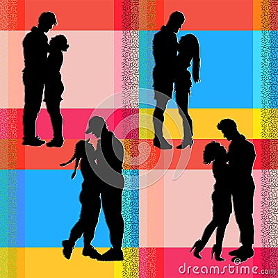 Silhouettes of men and women in love Stock Photo