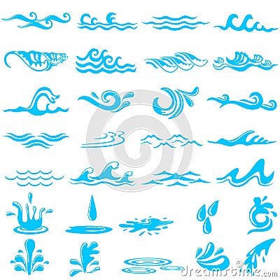 Collection of simple ocean Wave Vector Illustration