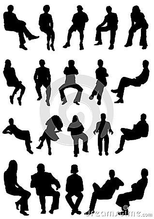 Collection of sitting people vector Vector Illustration