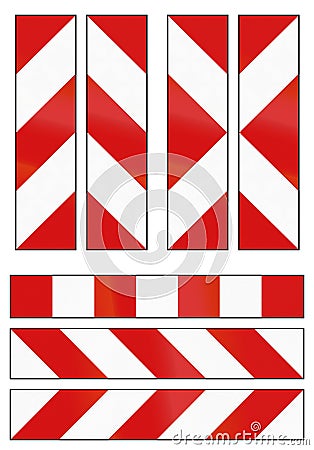 Collection of Slovenian chevron and road markers Stock Photo