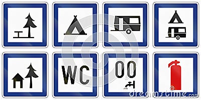Collection of Slovenian Guide Road Signs Stock Photo
