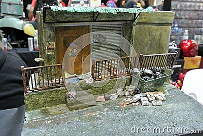 Collection of small diorama built by the fans and exhibited to the public. Editorial Stock Photo