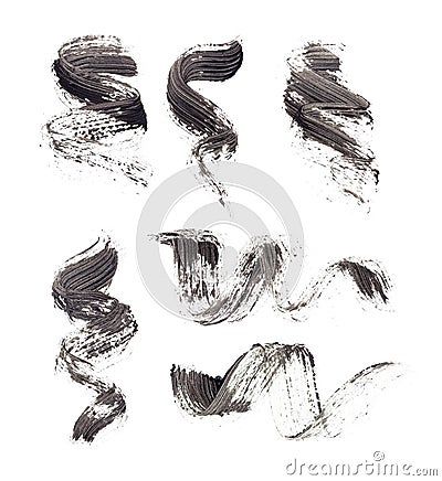 Collection of smears of black mascara Stock Photo