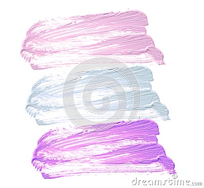 Collection of smudged make up color isolated on white. Stock Photo