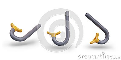 Collection of snorkels in black and yellow colors for driver Vector Illustration