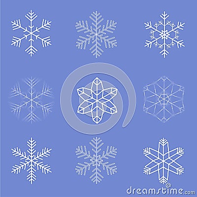 Collection of Snow Flakes Stock Photo