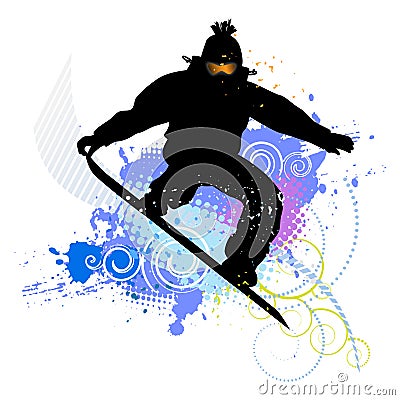 Collection of snowboard, skiers Vector Illustration