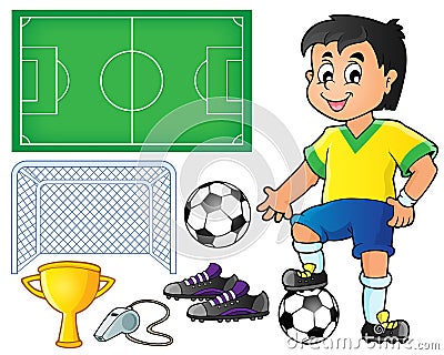 Collection with soccer theme 1 Vector Illustration