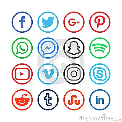 Collection of social media icons Vector Illustration