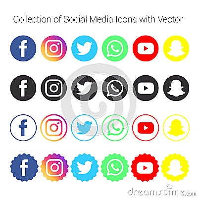 Collection of social media icons and logos Editorial Stock Photo