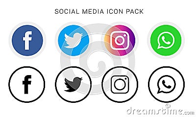 Collection of social media icons and logos Editorial Stock Photo