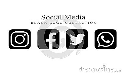 Collection of social media logos on Black colour Editorial Stock Photo