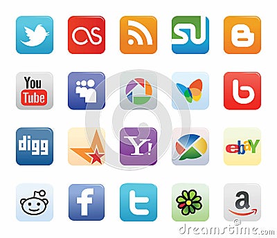 Collection of Social Network Logos Vector Illustration