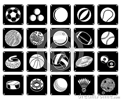 Collection of Sport Ball Icons on White Background Vector Illustration