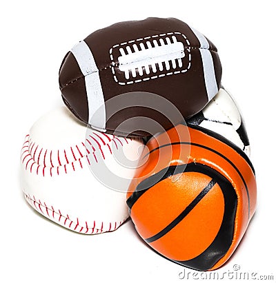 Collection of sport ball with soccer, rugby, baseball and basket Stock Photo