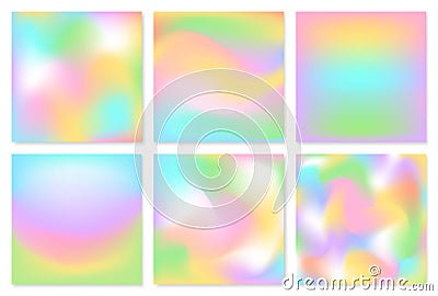 Collection of square blurred soft colorful easter spring fresh smooth pink blue green yellow white colors smooth gradient flow te Vector Illustration