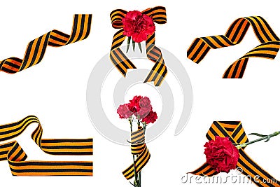 Collection St. George ribbons on white background Stock Photo