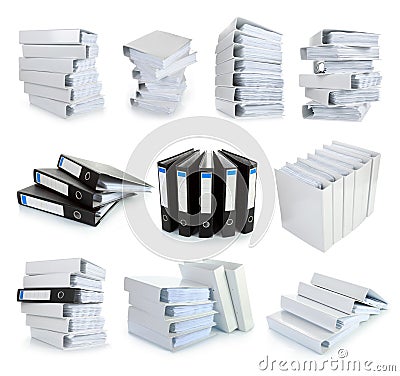 Collection stack of file Office binder Stock Photo