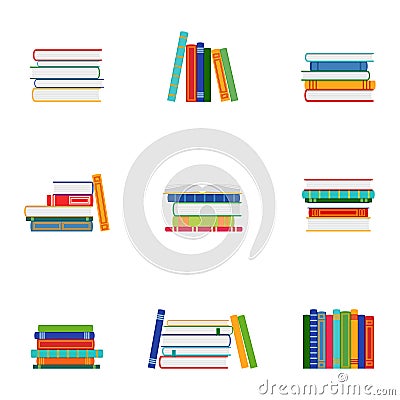 Set of stacks of books, groups of books, vector illustration Vector Illustration