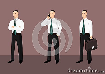 Collection of standing businessmen in tie Vector Illustration