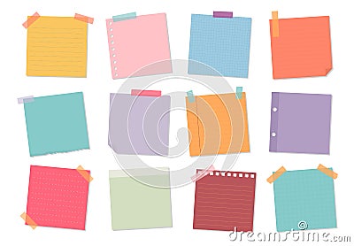 Collection of sticky note illustrations Vector Illustration