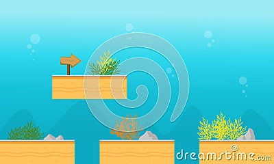 Collection stock underwater game background Vector Illustration