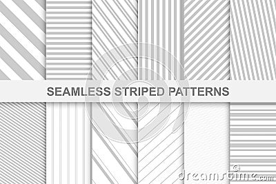 Collection of striped seamless patterns. Vector Illustration