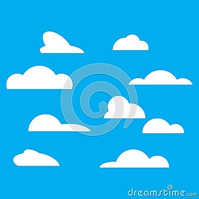 Collection of stylized cloud silhouettes Vector Illustration