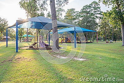 Shade structure playground Houston, Texas, USA Stock Photo