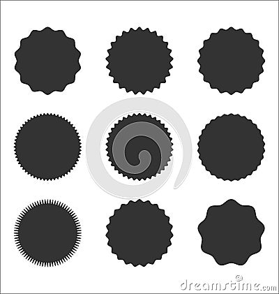 Collection of sunburst badges circle shapes vintage design Stock Photo