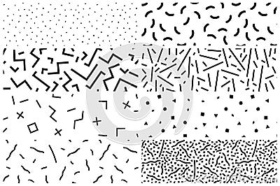 Collection of swathces memphis patterns - seamless. Vector Illustration