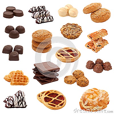 Collection of sweets. Collage. Stock Photo