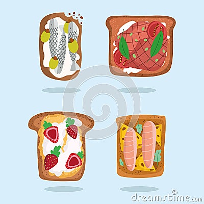 collection tasty breakfast Vector Illustration