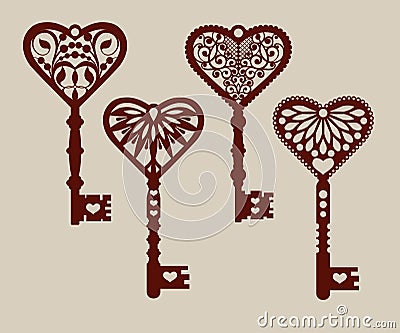 Collection of templates of decorative keys Vector Illustration