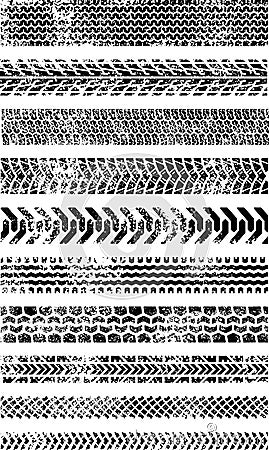 Collection of Ten High Quality Grunge Tire tracks Vector Illustration