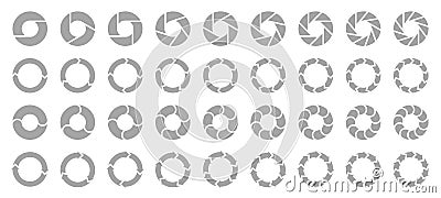 Set Of Different Pie Charts Arrows Gray Vector Illustration