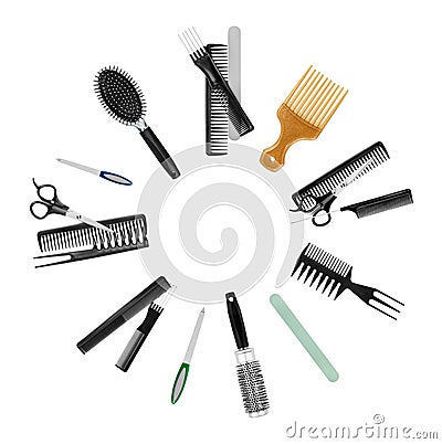 A collection of tools for professional hair stylist Stock Photo