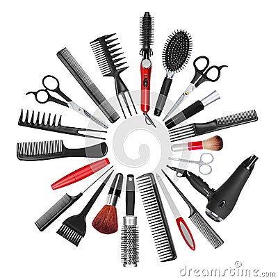 A collection of tools for professional hair stylist and makeup a Stock Photo