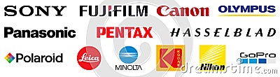 Collection of top camera brands logos Editorial Stock Photo