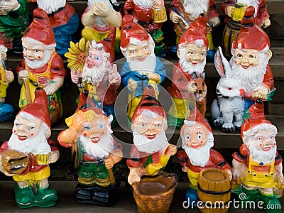 Collection of toy dwarfs Stock Photo
